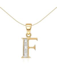 Jewelco London - 9Ct Diamond Identity Initial Id Charm Pendant Letter F - Lyst