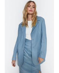 Warehouse - Real Leather Single Breasted Blazer - Lyst