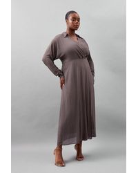 Karen Millen - Plus Size Embellished Plunge Batwing Woven Maxi Dress - Lyst