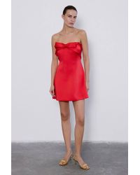 RUE - 1 Pack Strapless Bow Detail Satin Surface A-Line Mini Dress - Lyst
