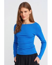 Dilvin - Slim Fit Ribbed Boat Neck Blouse - Lyst