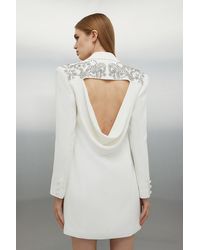 Karen Millen - Tailored Viscose Open Back Embellished Blazer Dress - Lyst