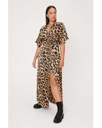 Nasty Gal - Plus Size Leopard Print Wrap Maxi Dress - Lyst