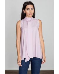 Love Lace - Flared Smooth Blouse With Front Tie Detail - Lyst
