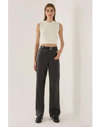 Hiccup - High Waist Faux Leather Straight Leg Pants - Lyst