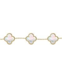 Jewelco London - Plated Clover Mother Of Pearl Charm 5 Bracelet 7-8.5" - Lyst