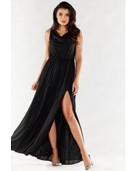 Love Lace - Sleeveless Maxi Dress With Ruffles & Slit - Lyst