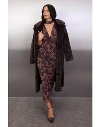 WOVCOR - Animal Tulle Knit Maxi Evening Dress W/ Shawl Detail - Lyst