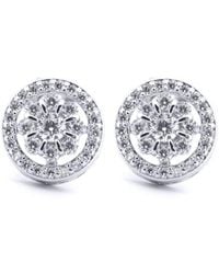 Jewelco London - Round Cz Daisy Flower Cluster Halo Stud Earrings - Lyst