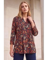 Roman - Geo Floral Print Pintuck Shirt - Lyst