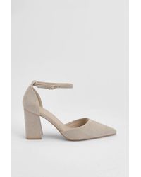 Dorothy Perkins - Blanche Faux Suede Ankle Strap Pointed High Block Heel Court Shoes - Lyst