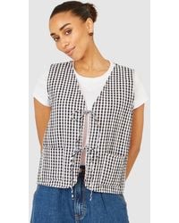 Yumi' - Gingham Reversible Cotton Tie Waistcoat - Lyst
