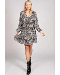 Tenki - Full Sleeve Leaf Print Ruffle Wrap Dress - Lyst
