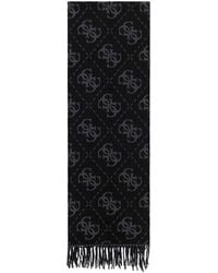 Guess - Logo Print Long Scarf Coal Logo - Lyst