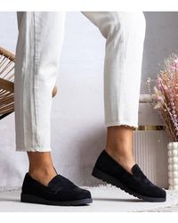 Love Lace - Suede Loafers With Almond Toe Slip On Rubber Sole Comfort - Lyst