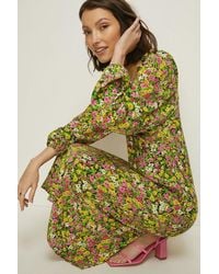Oasis - Ditsy Floral Tie Front Midi Dress - Lyst
