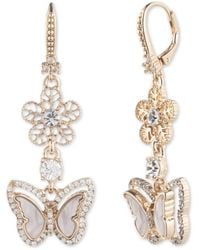 Marchesa - Pe Butterfly Dbl Drop-gold/mop Fashion Earrings - 16g00298 - Lyst