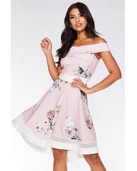 quiz navy and pink floral tea dress