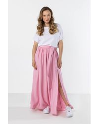 Love Lace - Flowy High Waist Maxi Skirt With Tie - Lyst