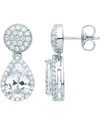 Jewelco London - Pear Cz Pave Pillow Cluster Raindrop Halo Drop Earrings - Lyst