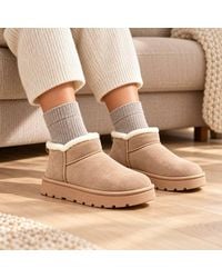 LARANGE - Faux Suede Fleece-Lined Ankle Boots - Lyst