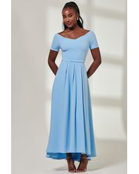 Jolie Moi - Yana Off-Shoulder Scuba Maxi Dress - Lyst