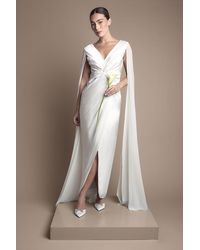 Coast - Satin Cape Sleeve Maxi Wedding Dress - Lyst