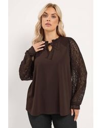 Yours - Lace Tie Front Top - Lyst