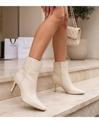 Love Lace - Faux Leather Heeled Boots With Zip - Lyst