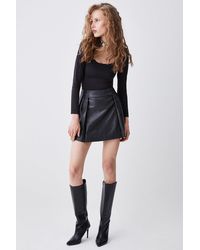 Karen Millen - Black Slinky Square Neck Jersey Bodysuit - Lyst