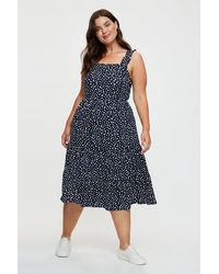 Dorothy Perkins - Curve Navy Base Non Spot Strappy Tiered Midi Dress - Lyst