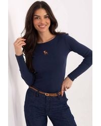 Love Lace - Fitted Long Sleeve Cotton Blouse With Embroidery - Lyst