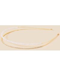 Accessorize - Pearl And Diamante Double Band Headband - Lyst