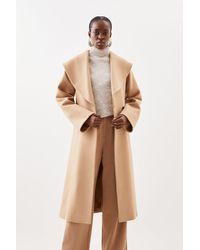 Karen Millen - Petite Italian Manteco Wool Oversize Collar Belted Coat - Lyst