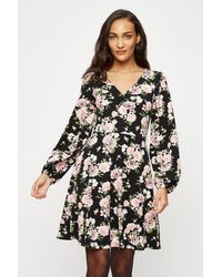 Dorothy Perkins - Pink Bloom Floral Ruched Mini Dress - Lyst