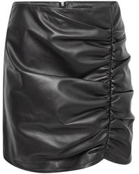 Barneys Originals - Ruched Real Leather Mini Skirt - Lyst