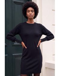 Roman - Button Detail Slash Neck Knitted Stretch Dress - Lyst