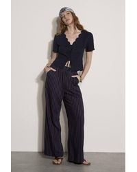 Apricot - Linen Blend Scallop Tie-Front Top - Lyst
