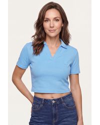 Enorsia - Cotton Jersey V Neck Cropped Top - Lyst
