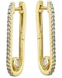 Jewelco London - Plated Cz Paperclip Donut Solitaire Drop Earrings - Lyst