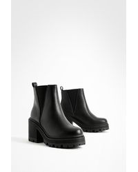 Boohoo - Wide Fit Chunky Block Heel Chelsea Boots - Lyst
