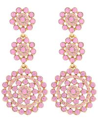 Mood - Rose Gold Light Rose Statement Floral Graduated Drop Earrings - Lyst