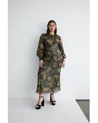 Warehouse - Plus Size Sparkle Floral Bias Cut Midi Dress - Lyst