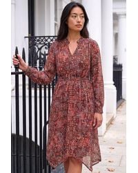Roman - Petite Paisley Tie Front Midi Dress - Lyst