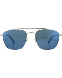 Police - Square Shiny Palladium Smoke Blue Mirror Sunglasses - Lyst