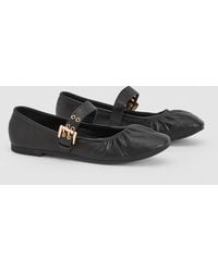 Faith - Ruched Faux Leather Mary Jane Flats - Lyst
