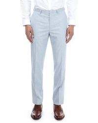 Burton - Pale Blue Slim Fit Textured Trousers - Lyst