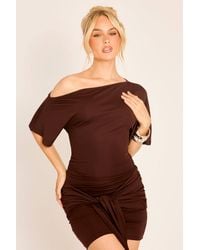 Rebellious Fashion - Alison Off-Shoulder Drape Detail Mini Dress - Lyst