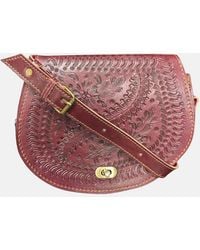 Berber Leather - 'The Temara' Embossed Leather Saddle Bag - Lyst