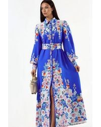 Msn-Collection - Floral Maxi Dress With Button Closure - Lyst